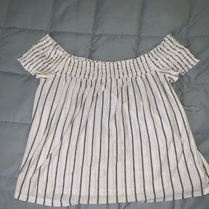 American Eagle Stripped Off The Shoulder Top